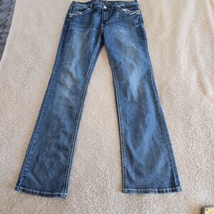 Cedar Rose Embellished Embroidered Gemstones‎ Size 33 Stretch Bootcut